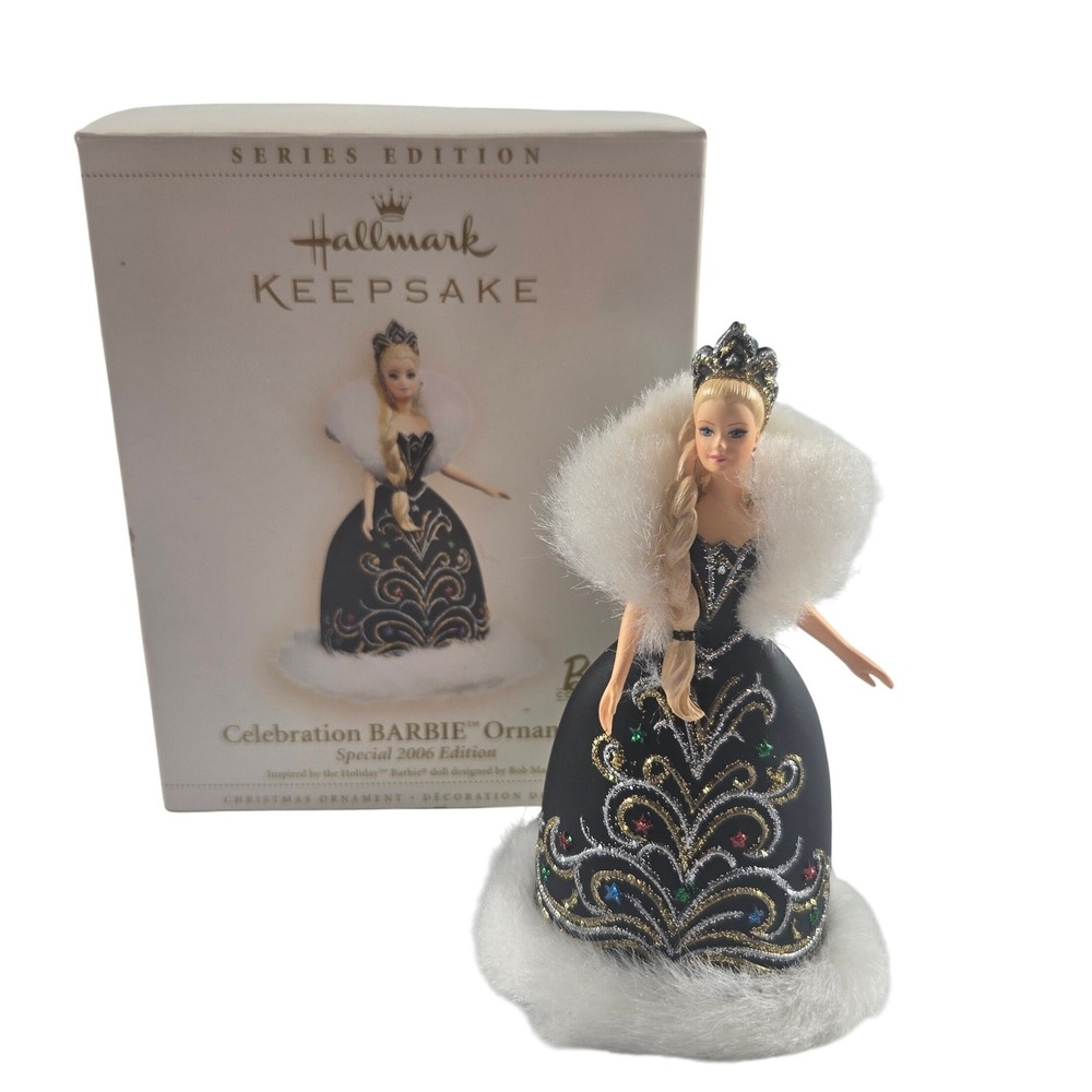 Hallmark Celebration Barbie Ornament 2006 Special Edition Bob Mackie Black Gown